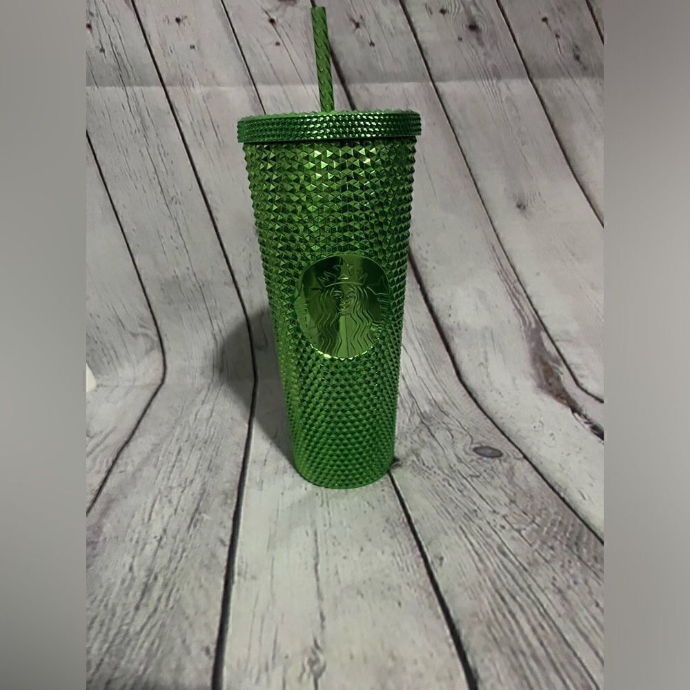 Starbucks Holiday 2023 Green Metallic Bling Venti Cold Cup Tumbler